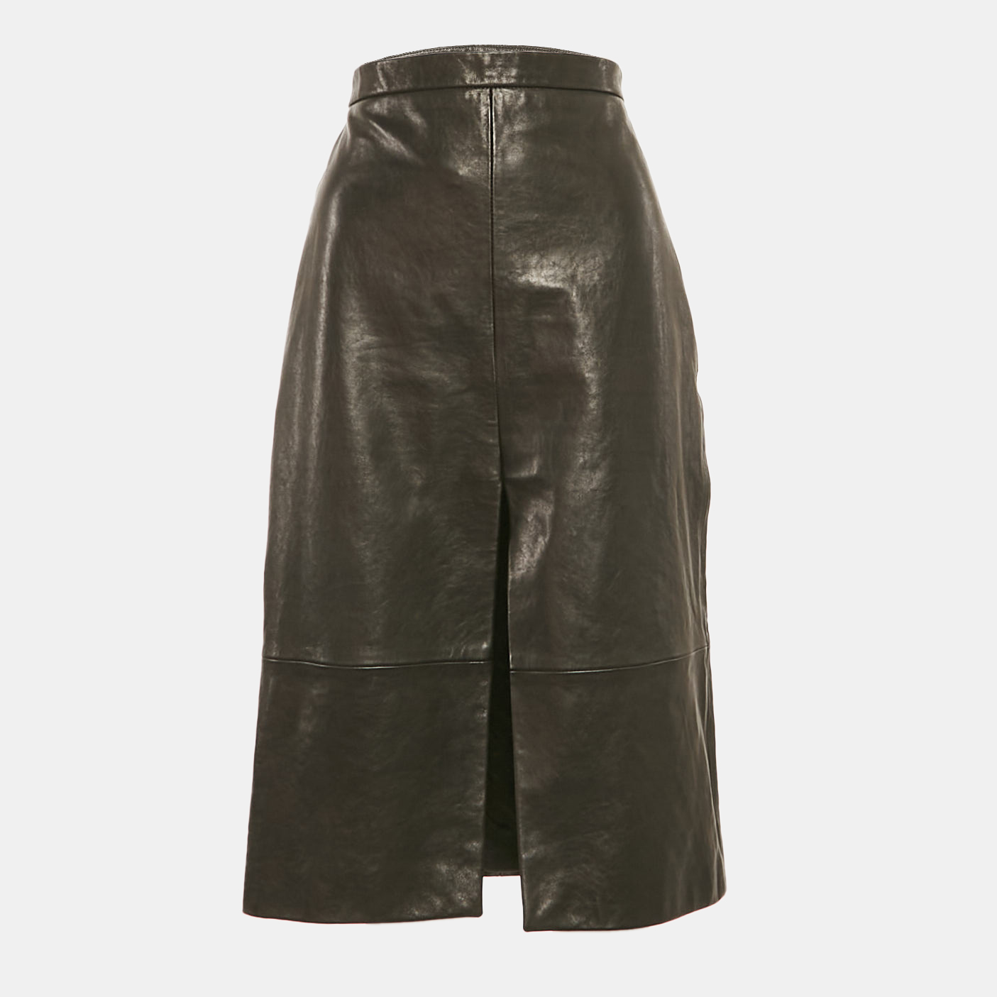 

Khaite Black Leather Knee Length Skirt S