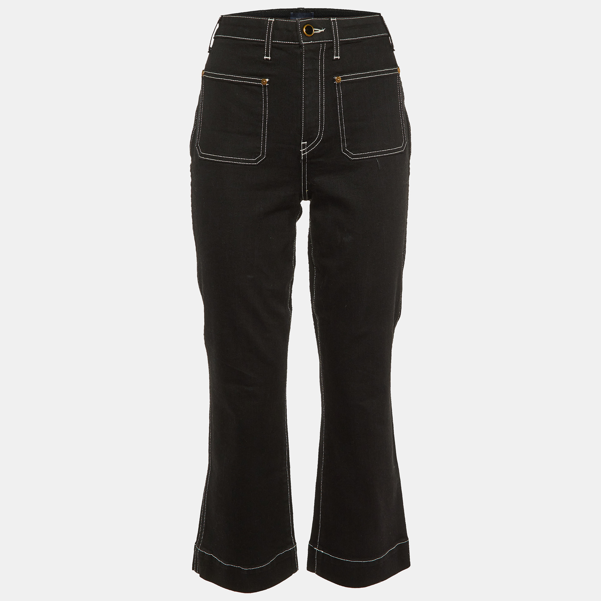 

Khaite Black Denim Contrast Stitch Detail Jeans M/Waist 29.5"