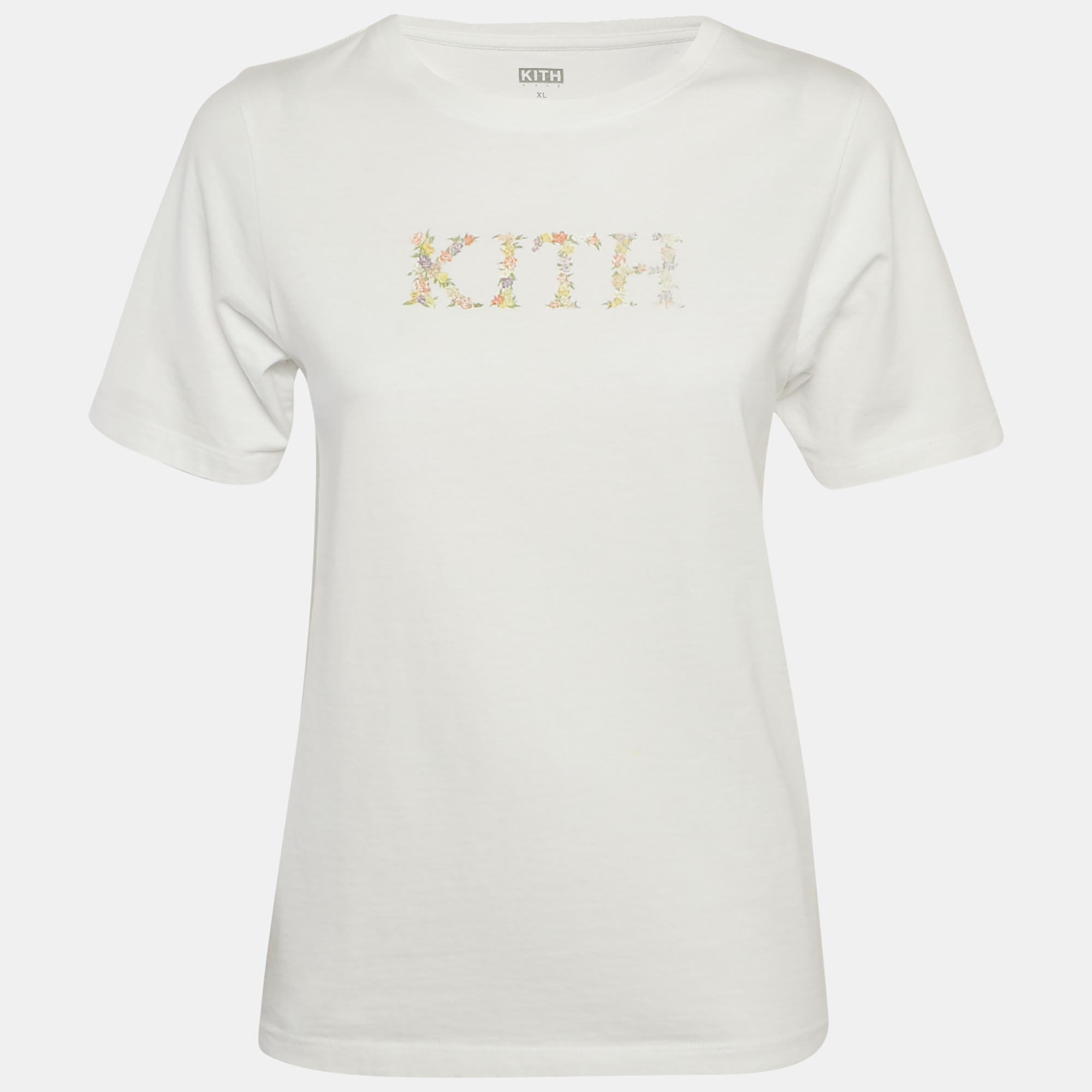 

Kith White Floral Logo Print Jersey T-Shirt XL