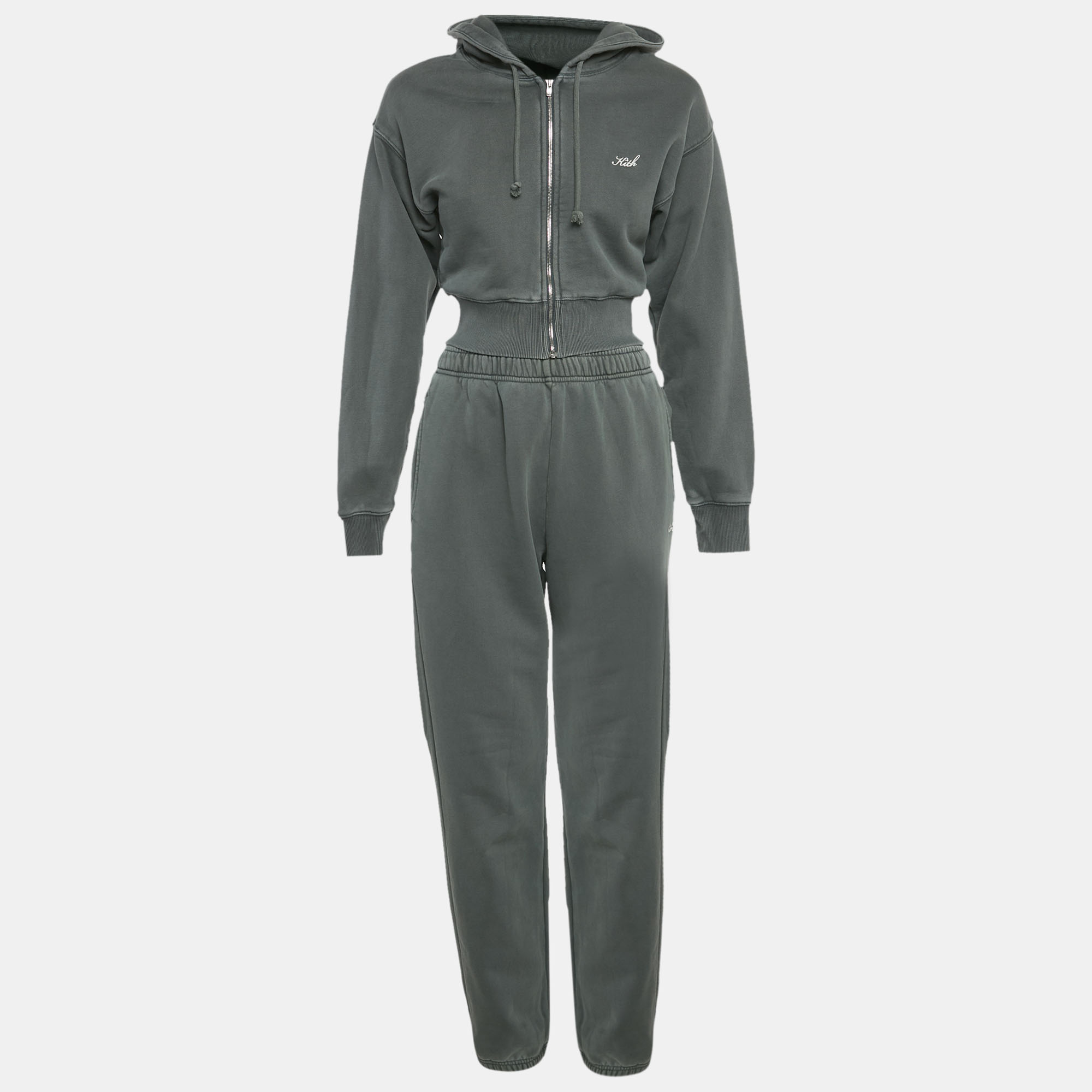 Pre-owned Kith Green Faded Cotton Sweatshirt And Sweatpants Set Xs