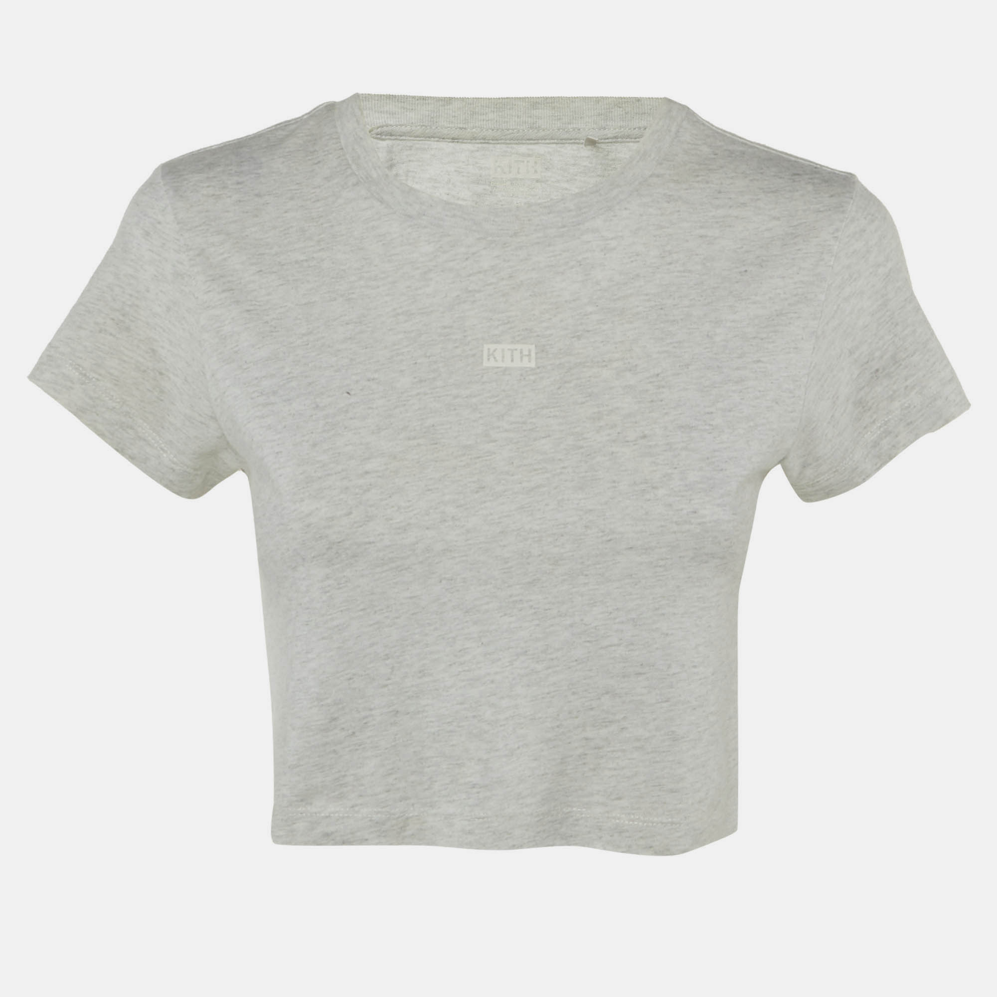 

Kith Grey Logo Print Cotton Crop T-Shirt XS