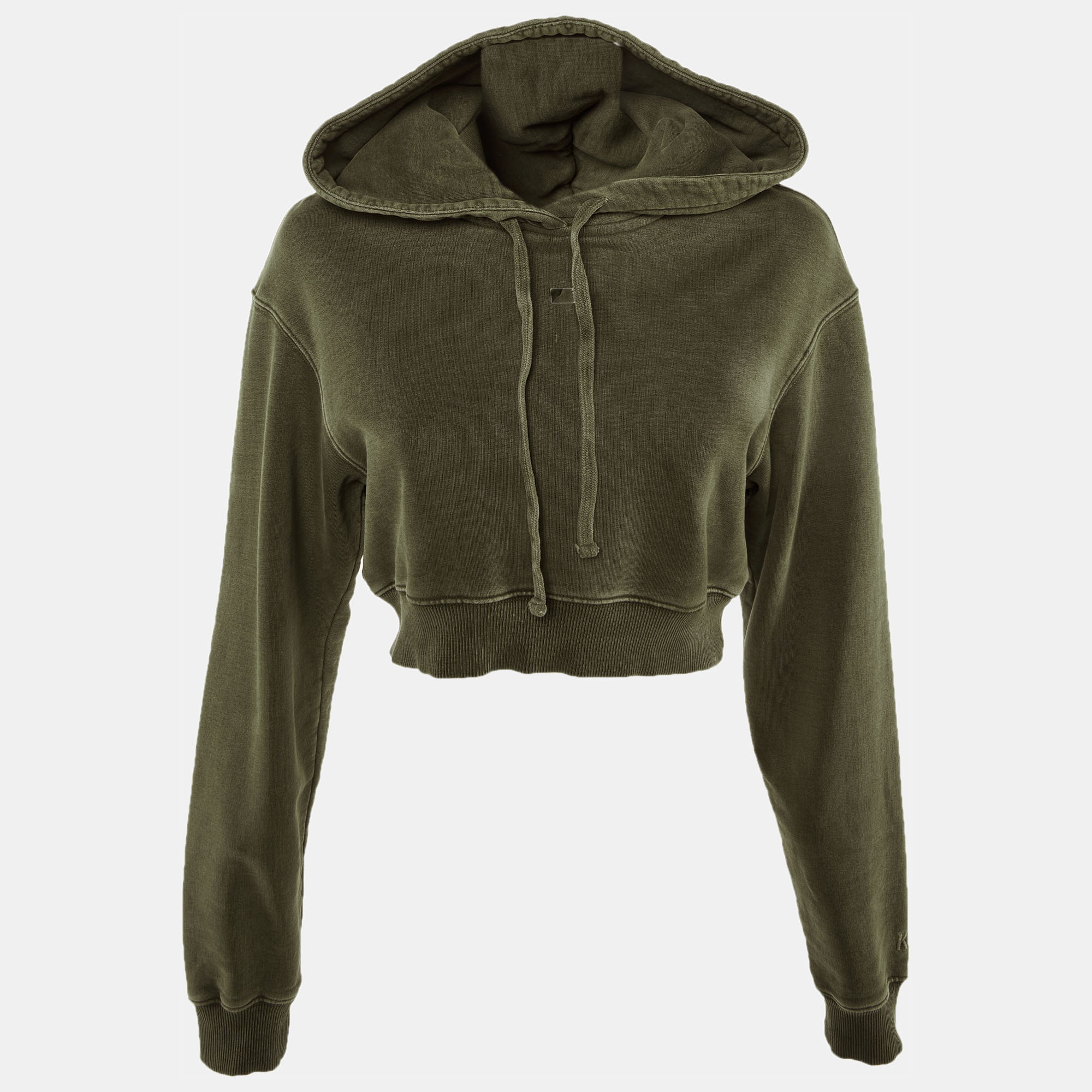 Pre-owned Kith Olive Green Cotton Alexa Cropped Hoodie Xs