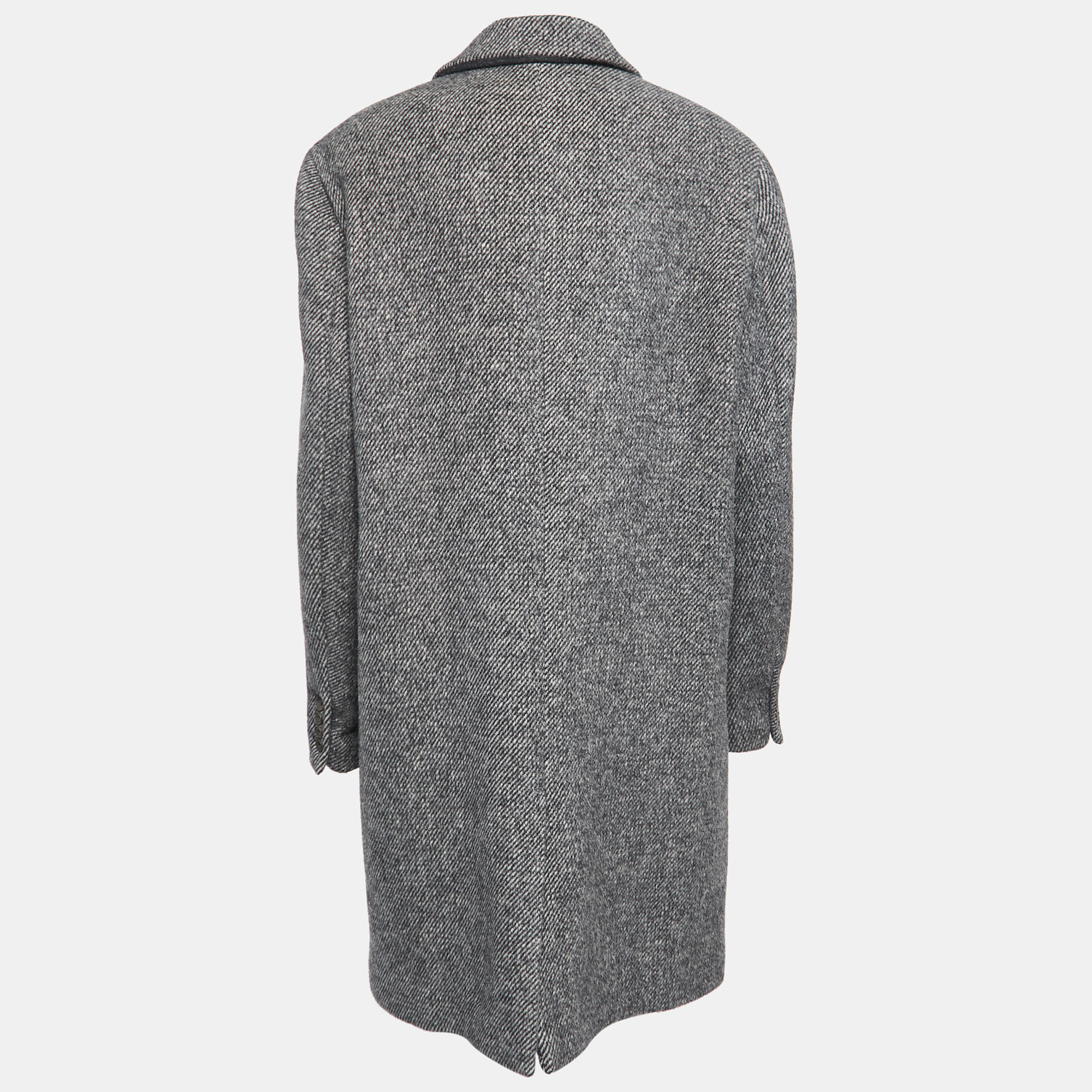 

Kith Grey Striped Wool Button Front Coat