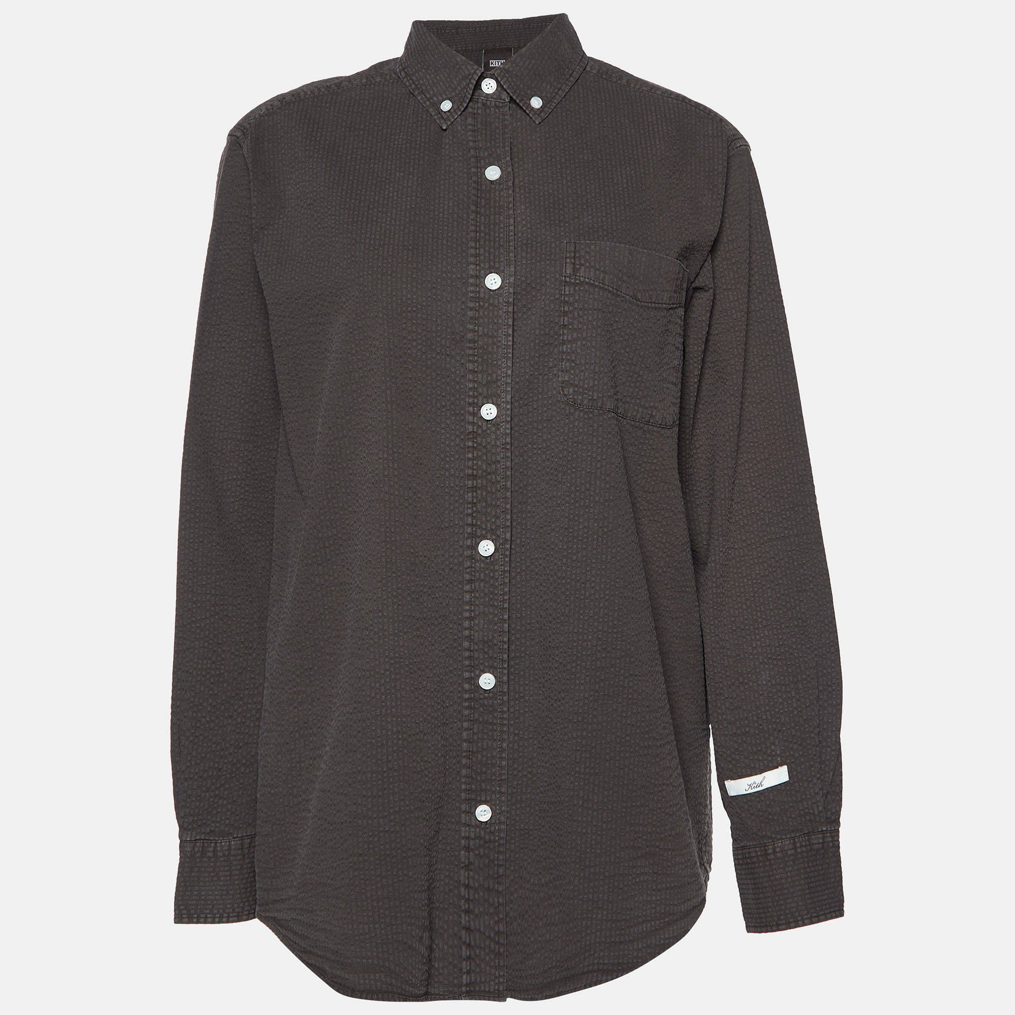 Pre-owned Kith Brown Cotton Seersucker Ora Button Down Shirt Xs