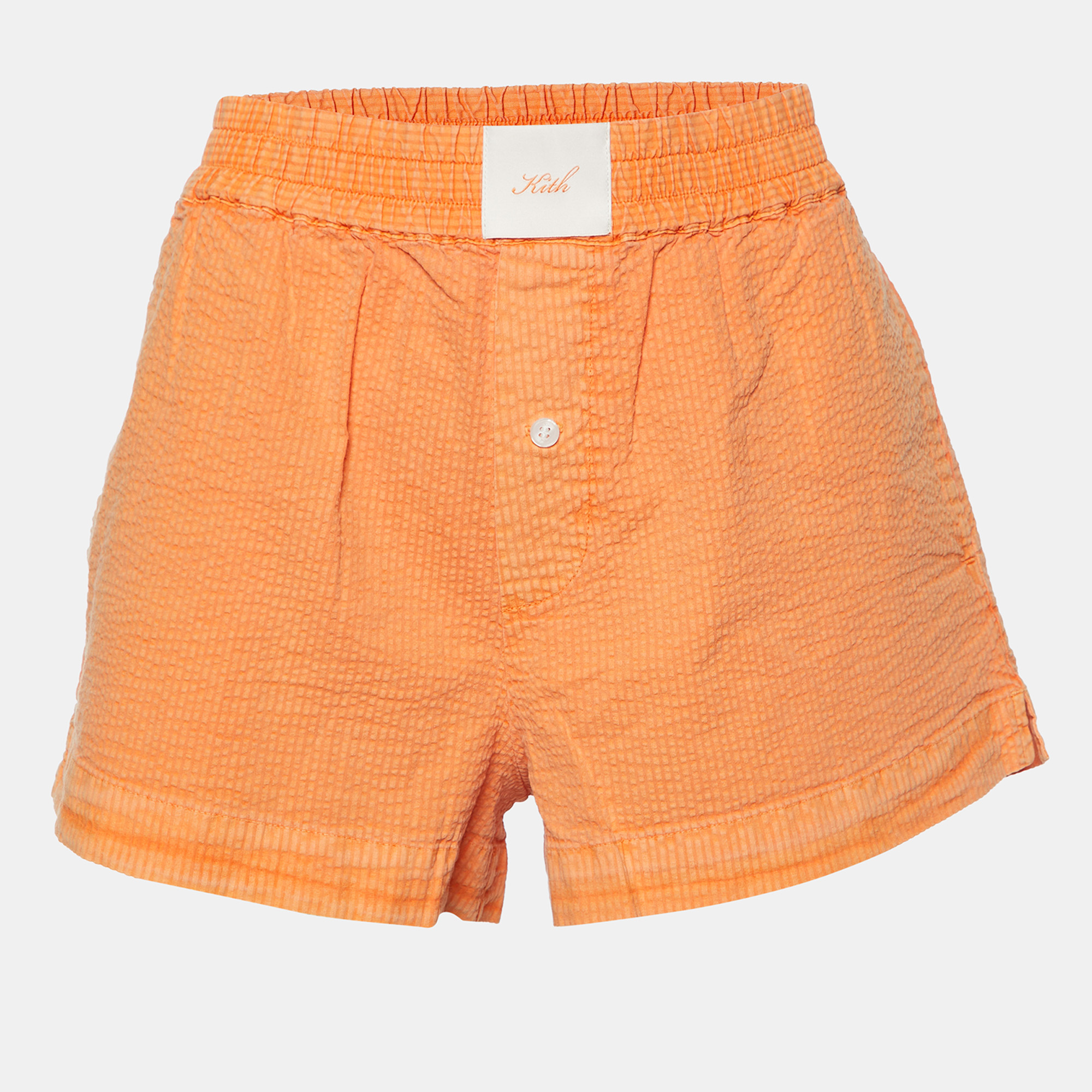

Kith Orange Seersucker Cotton Elasticized Waist Shorts S