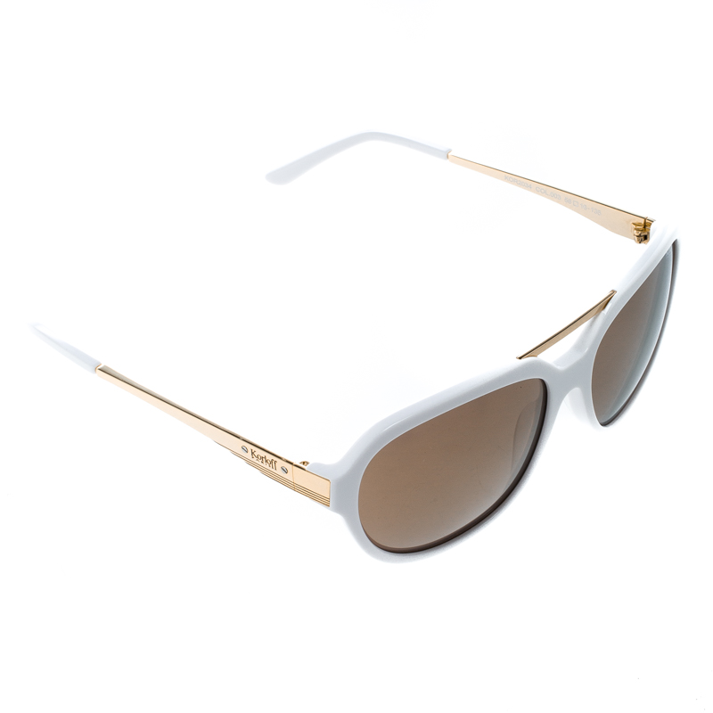 Korloff White Gold Mirror KOR2034 Aviator Sunglasses