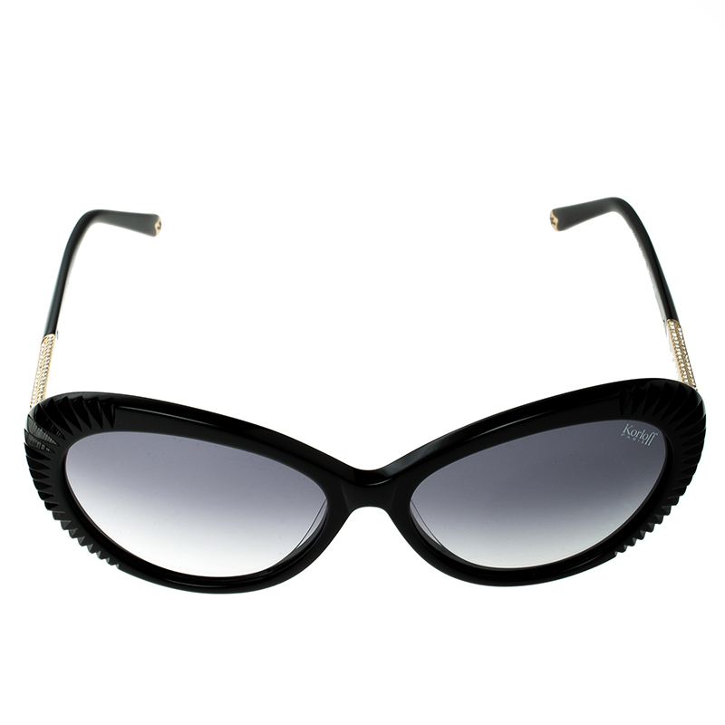 

Korloff Black/Black Gradient KOR2015 Embellished Cat Eye Sunglasses