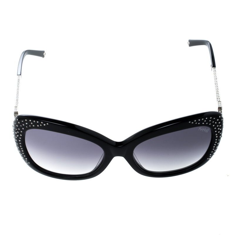 

Korloff Black Gradient KOR2032 Crystal Embellished Butterfly Sunglasses