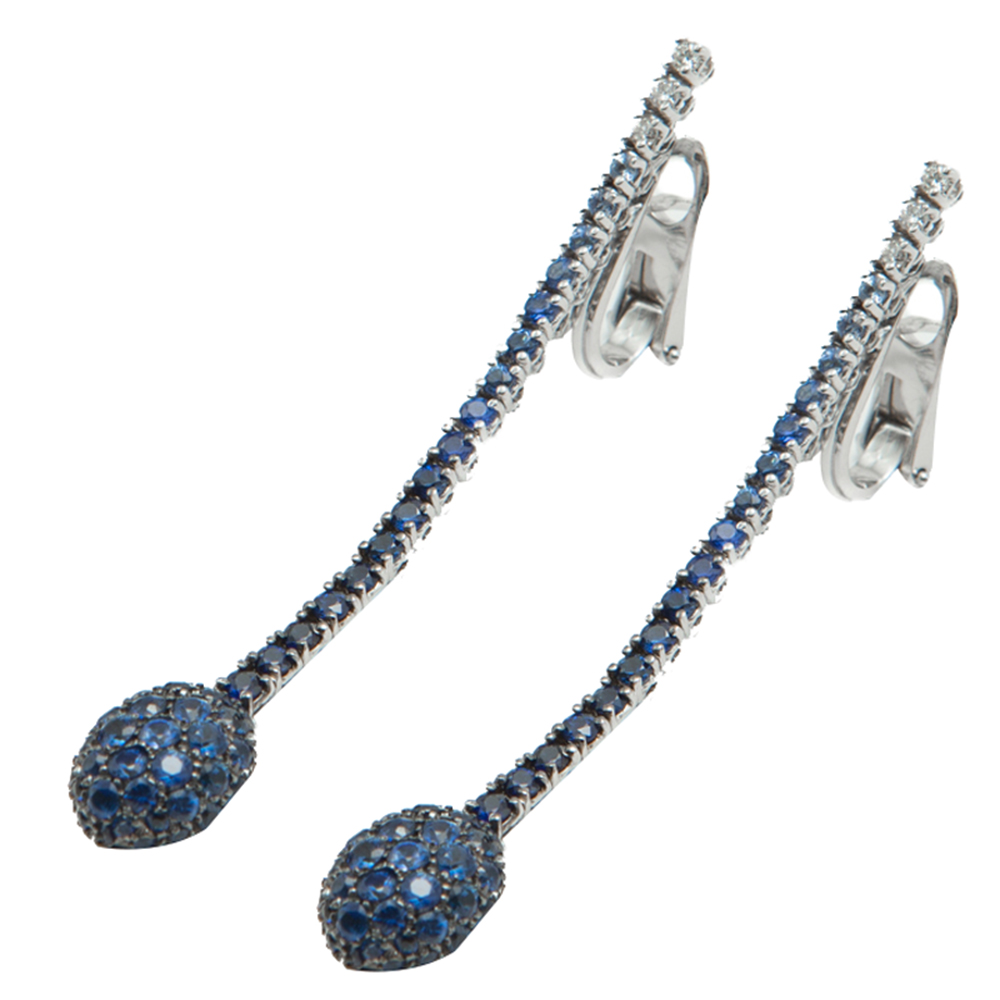 

Korloff White Gold With Blue Sapphire And Diamond Earrings