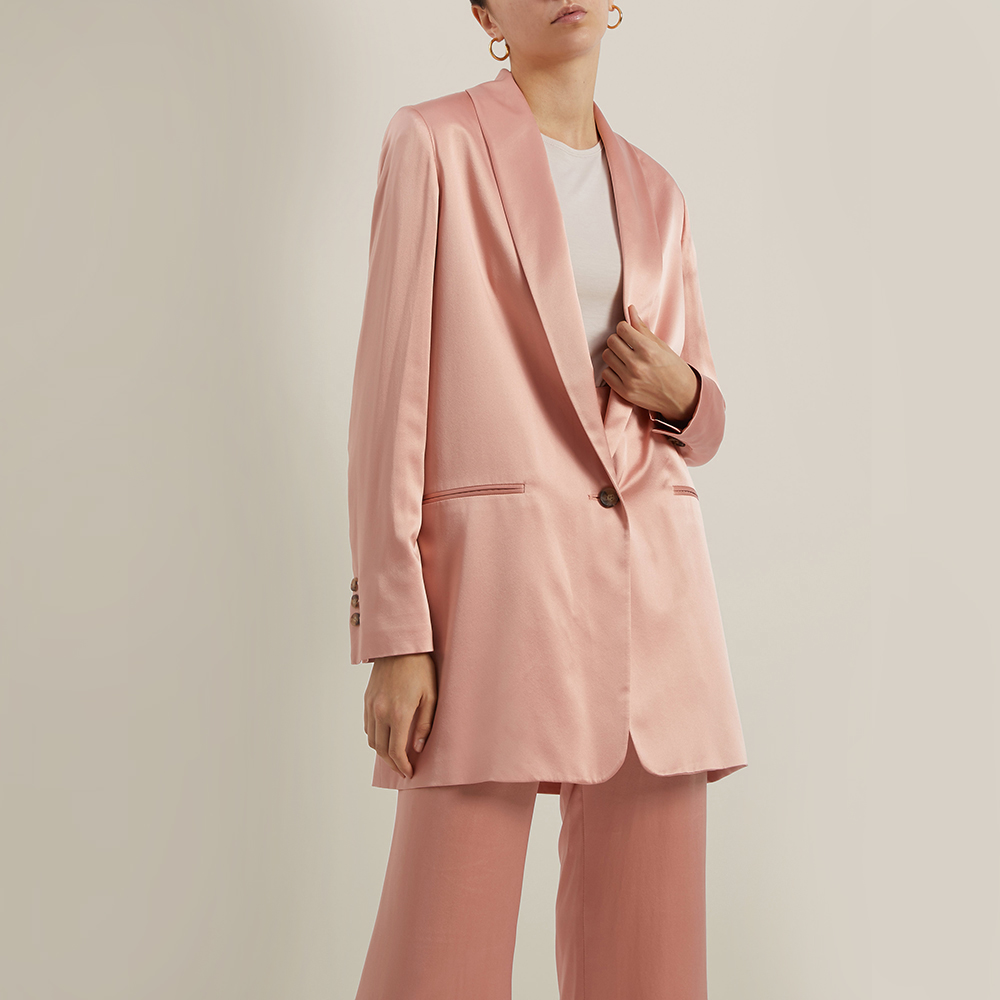 

La Collection Pink Amandine Oversized Silk-Satin Blazer Size