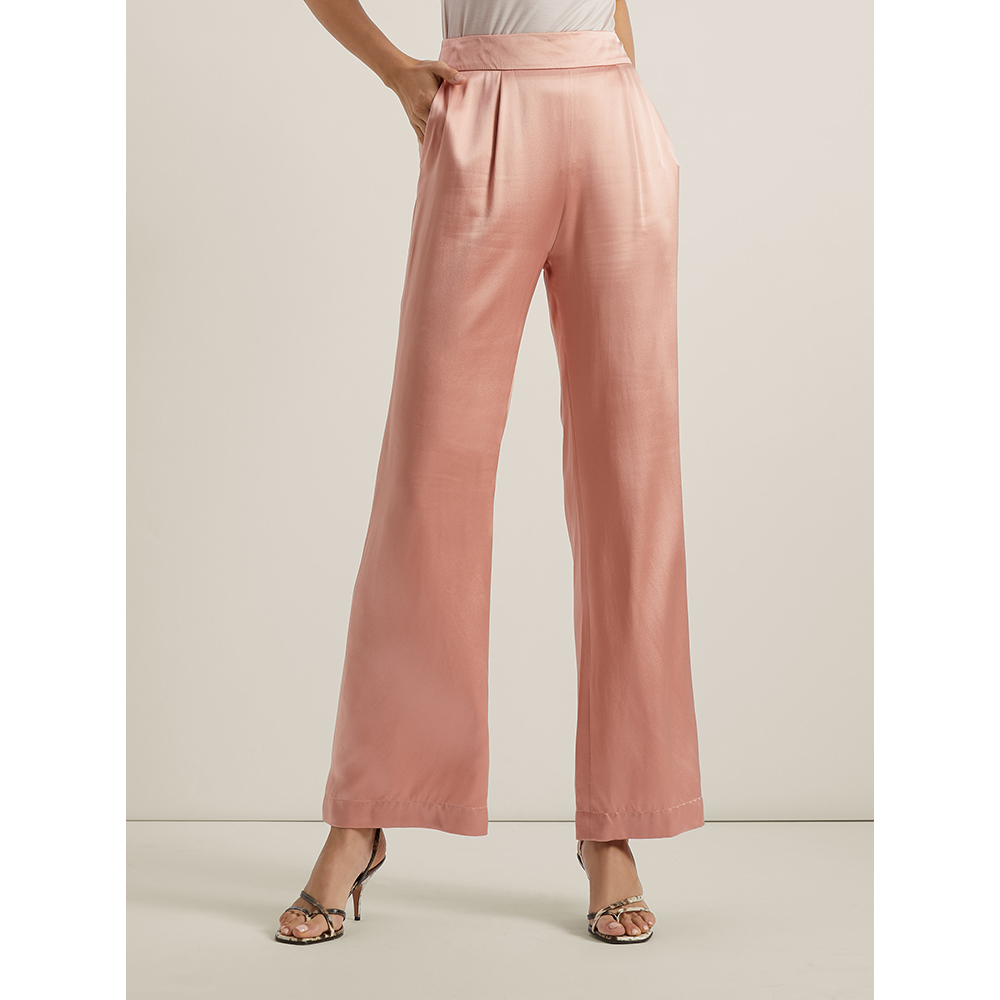 

La Collection Pink Gabrielle Silk-Satin Wide Leg Trousers Size