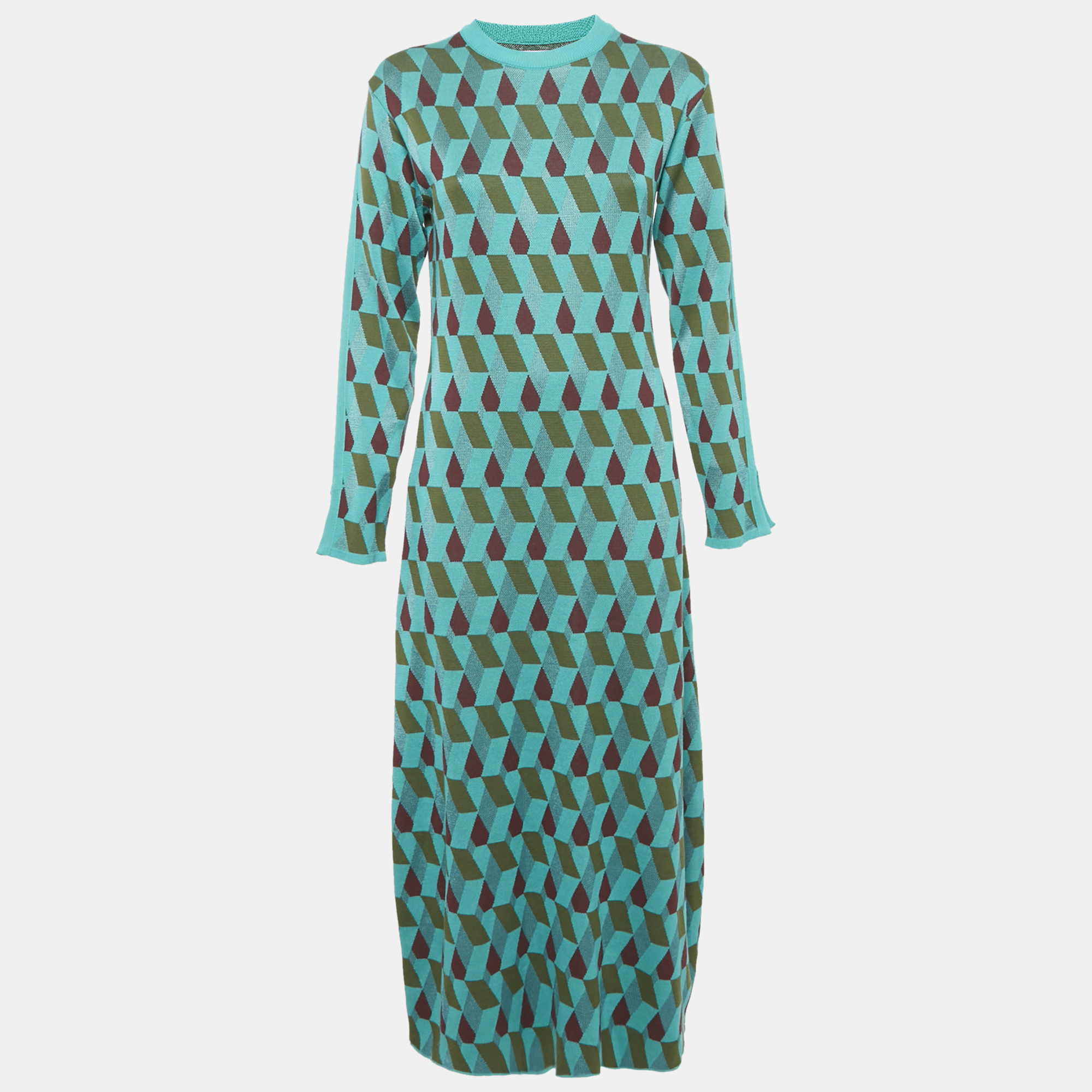 

La Doublej. Green Diamond Jacquard Knit Leisure Dress