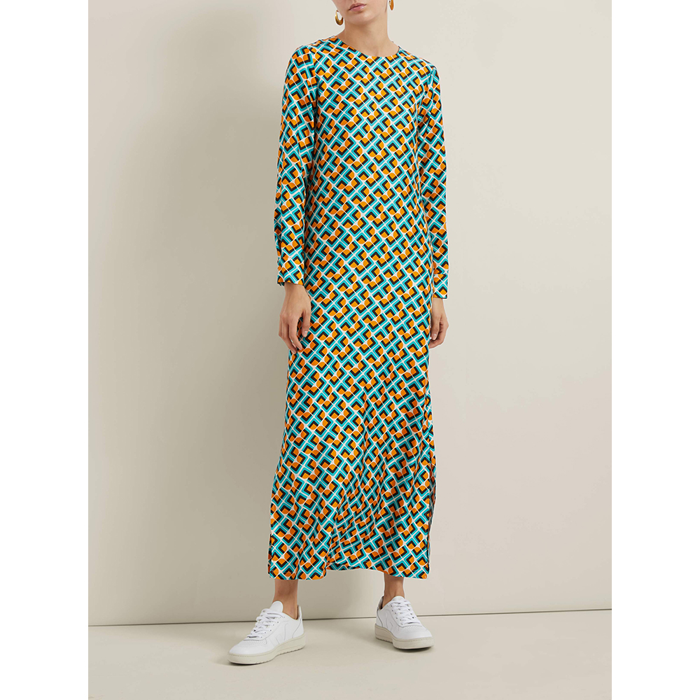 

La DoubleJ Multicoloured Printed Long Sleeve Silk Gospel Dress Size, Multicolor