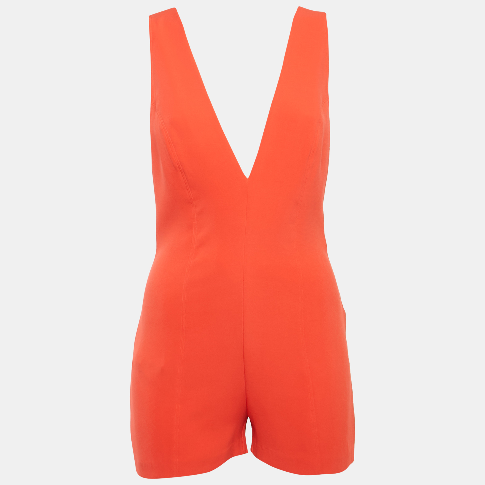 

La Perla Red Silk V-Neck Playsuit M