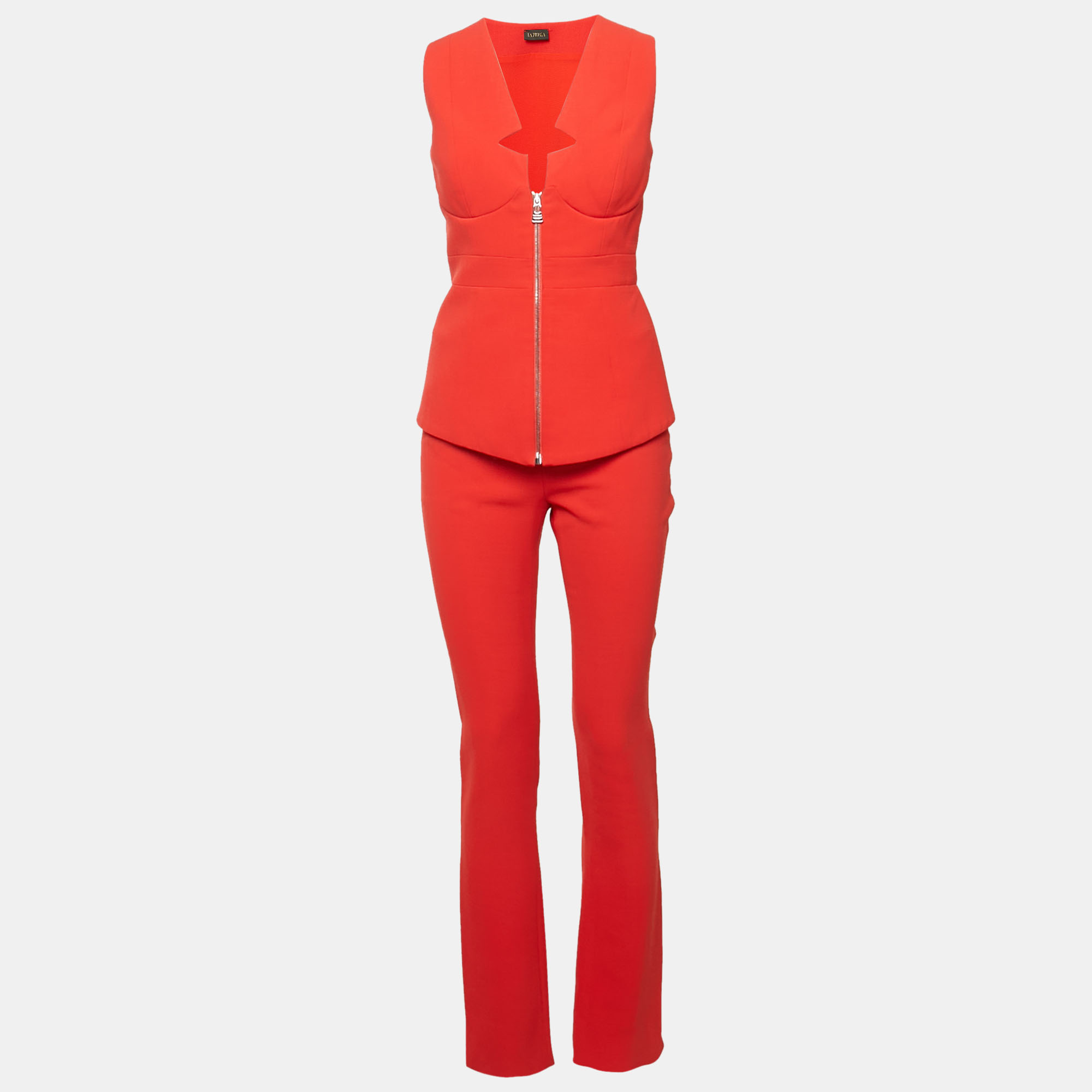 Pre-owned La Perla Red Wool Sleeveless Top And Pants Set S