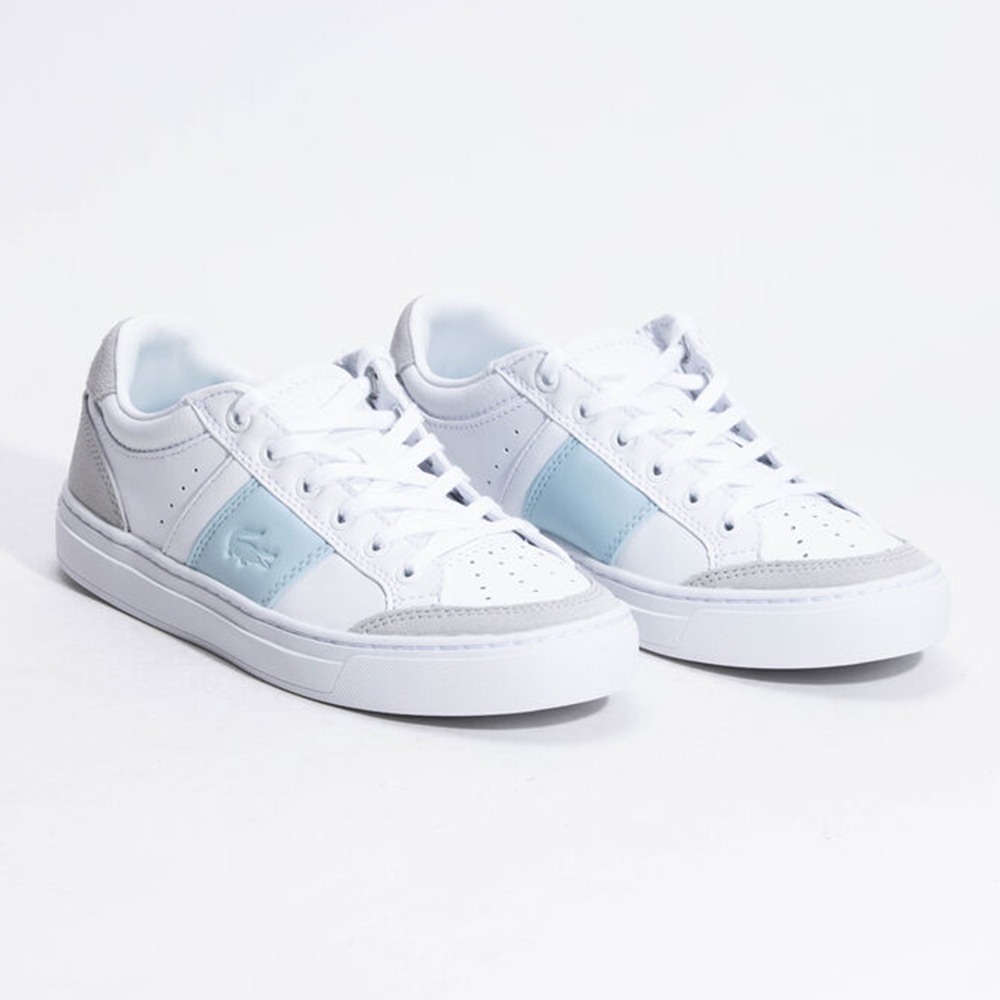 

Lacoste White Courtline Lace-Up White/Light Blue Sneakers Size  (Available for UAE Customers Only