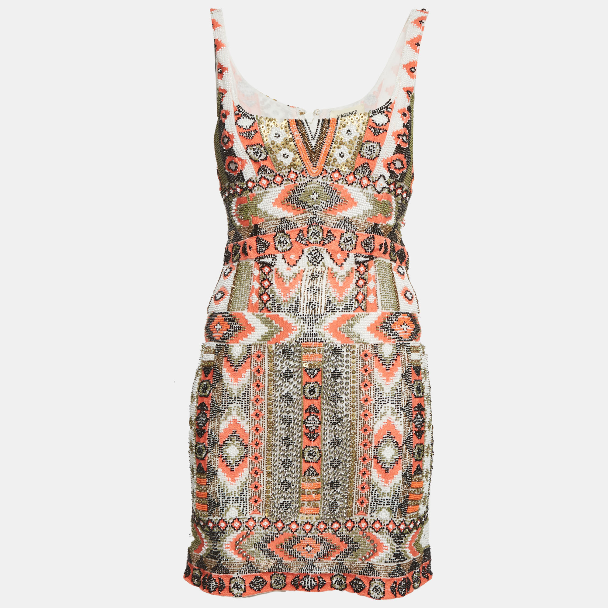 

L'agence Multicolor Beaded Chiffon Inori Mini Dress M