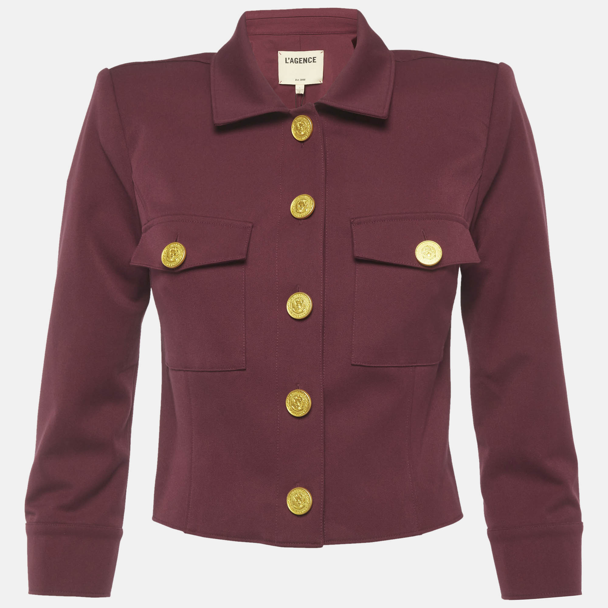 

L'agence Burgundy Twill Cropped Fitted Kumi Jacket S