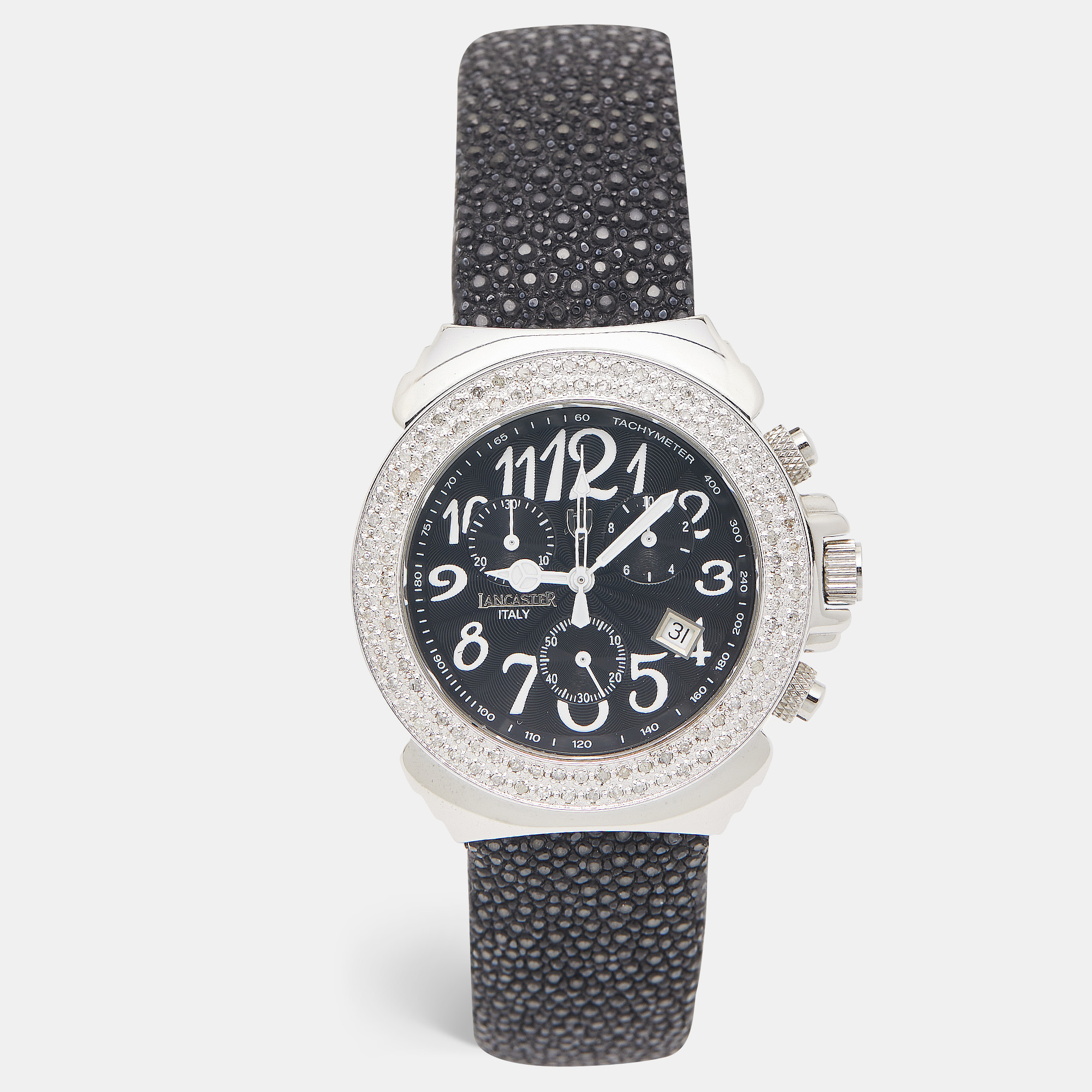 

Lancaster Black Stainless Steel Galuchat Leather Diamond Ref.0226 Women's Wristwatch