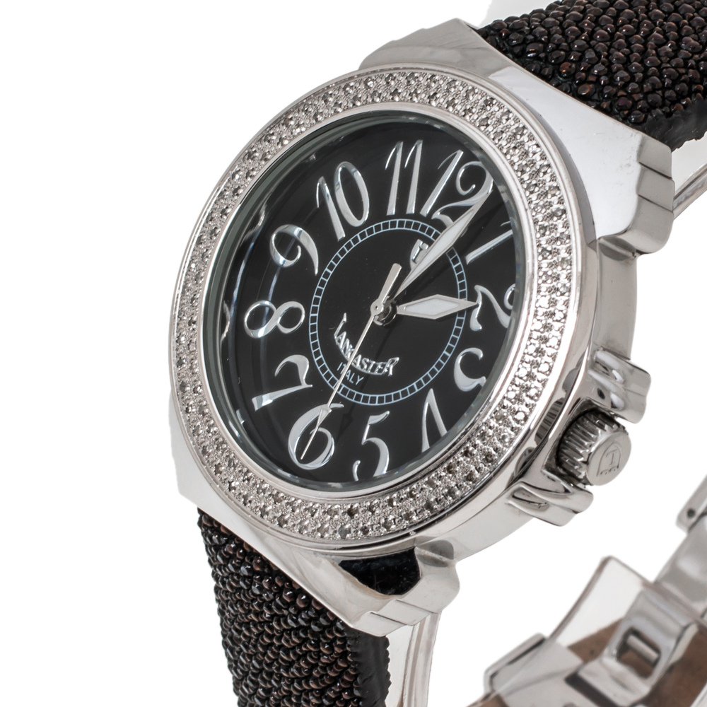 

Lancaster Black Stainless Steel Stingray Leather Pillola REF.0348L Women's Wristwatch