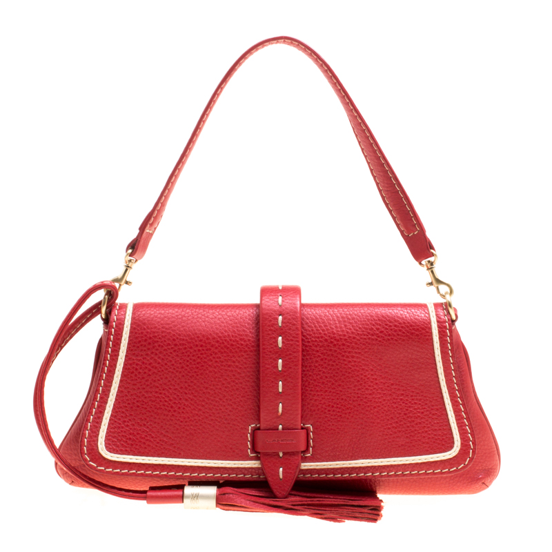 Pre Owned Lancel Red Leather Clutch