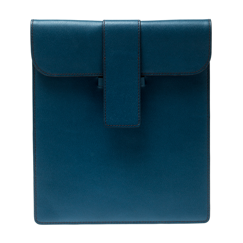 Pre Owned Lancel Blue Leather iPad Case