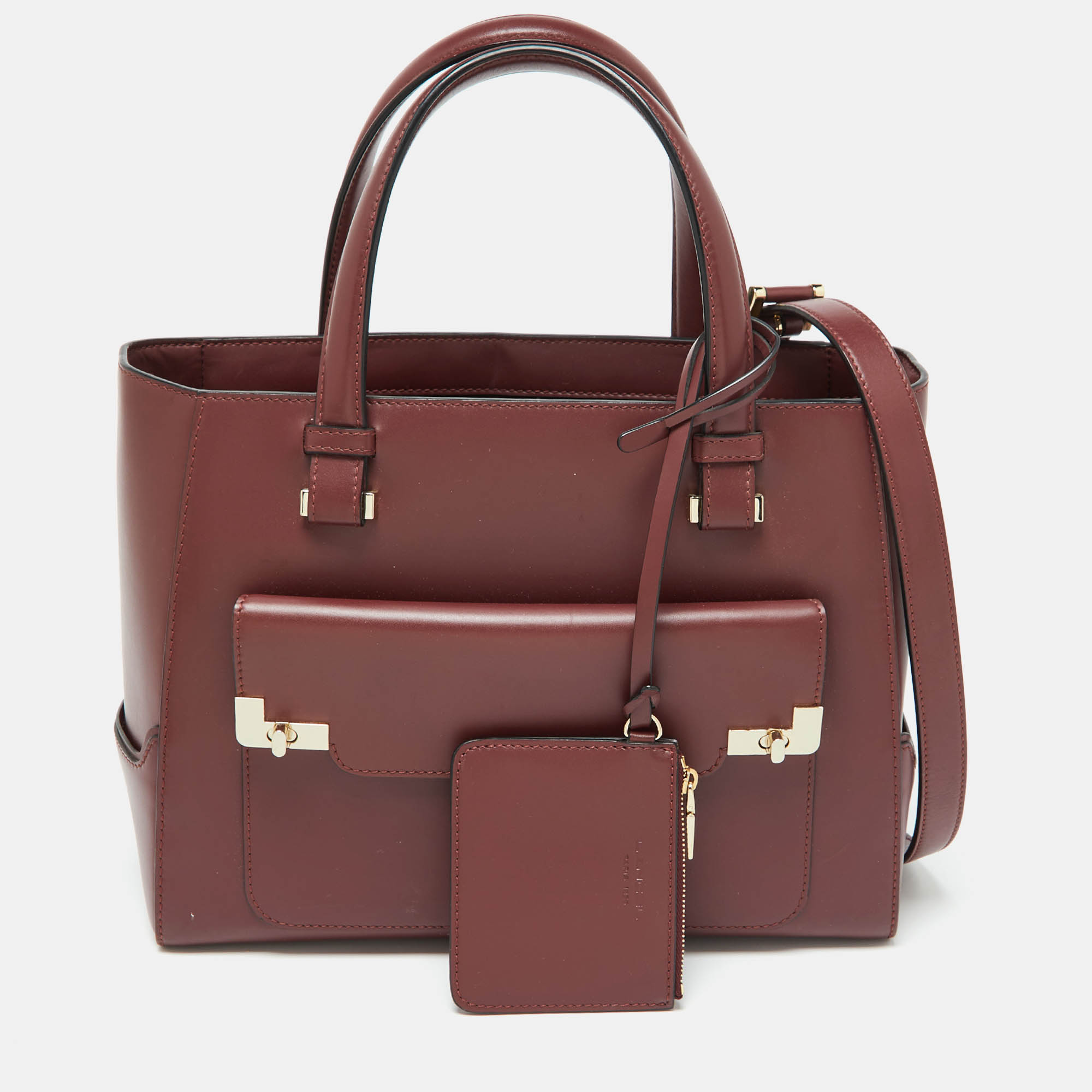 

Lancel Burgundy Leather Front Pocket Tote