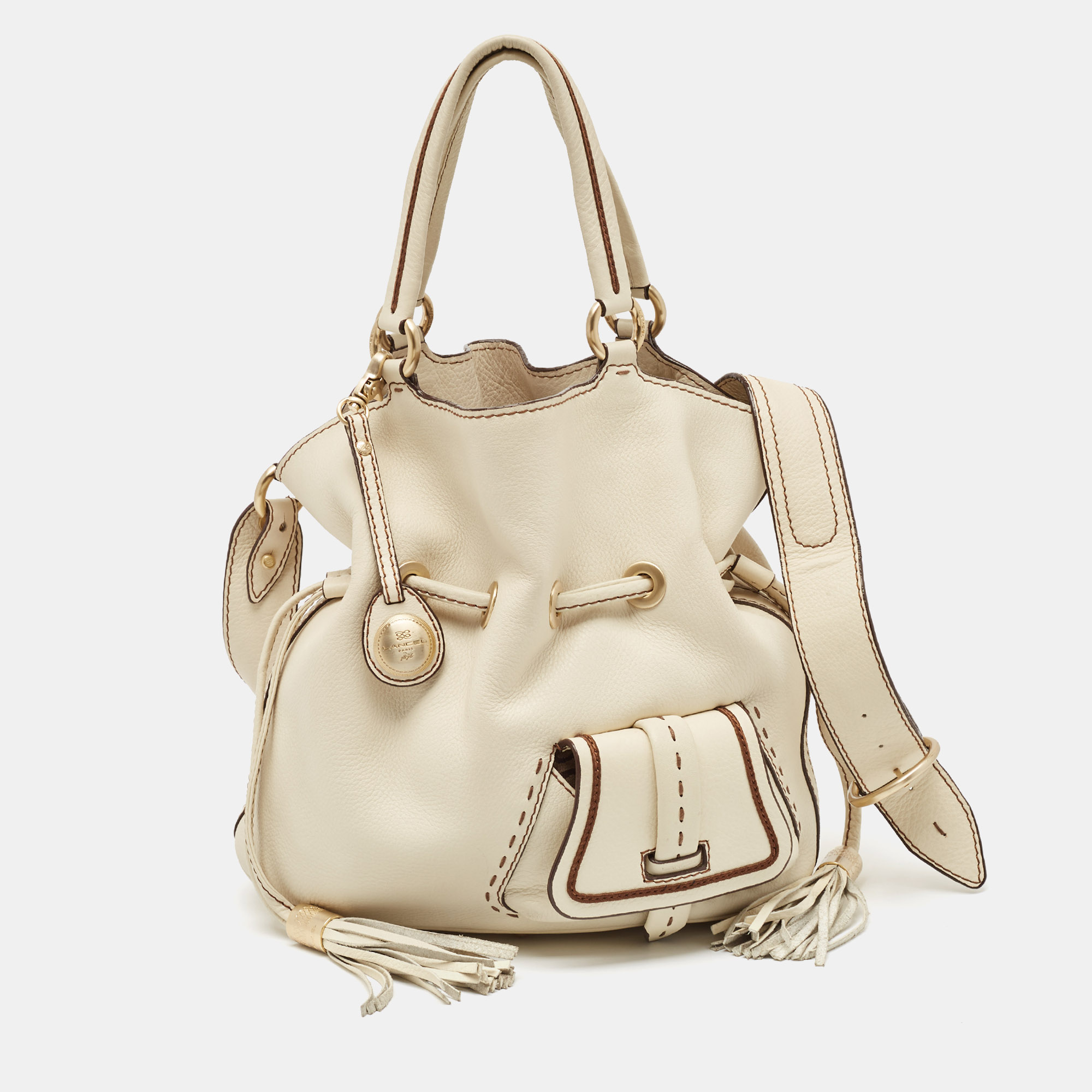 

Lancel Off White Leather Premiere Flirt Bucket Bag