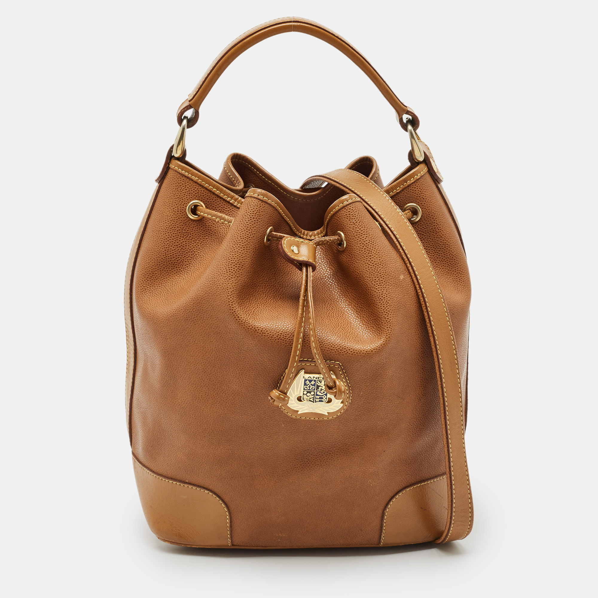 

Lancel Brown Leather Drawstring Bucket Bag