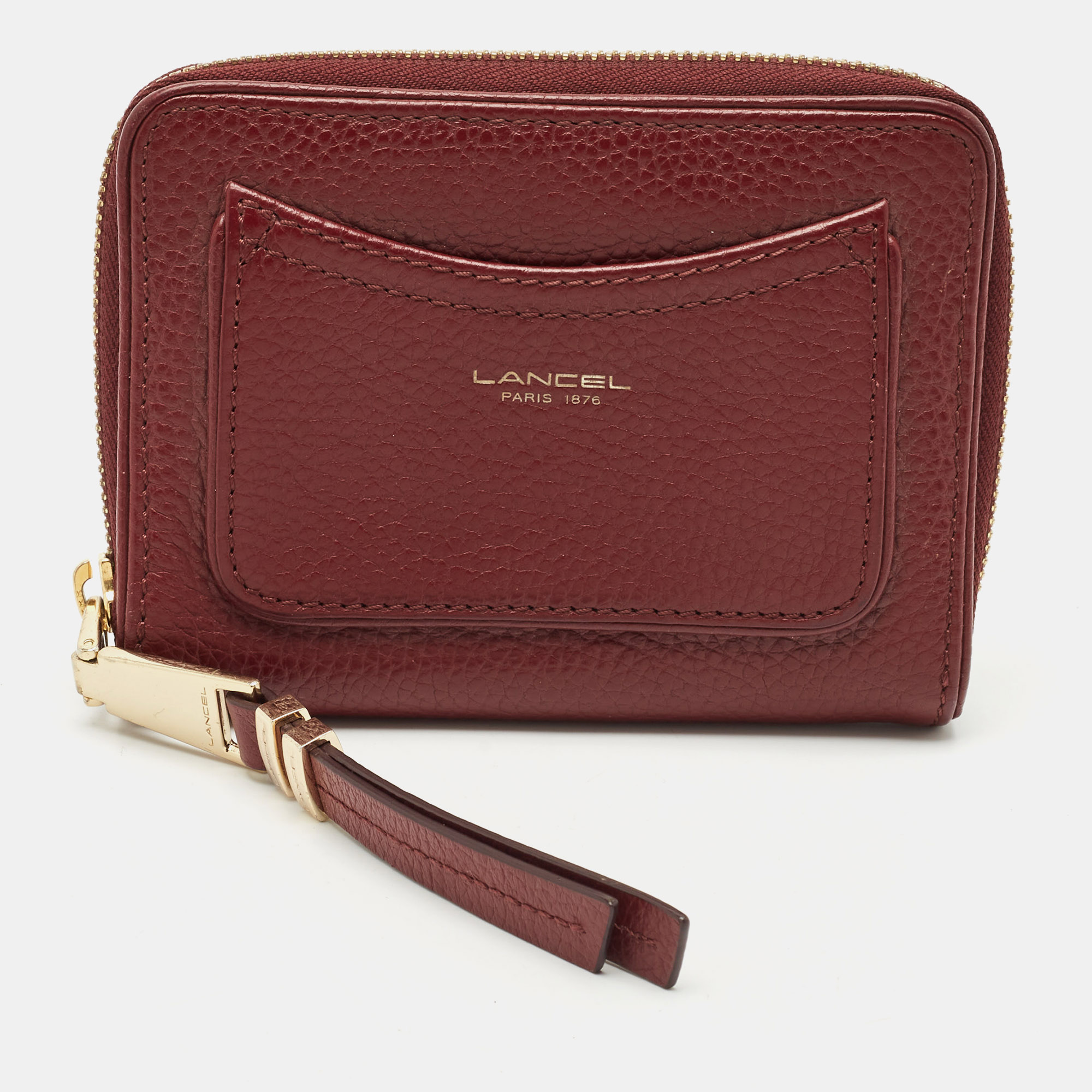 

Lancel Burgundy Leather Zip Compact Wallet