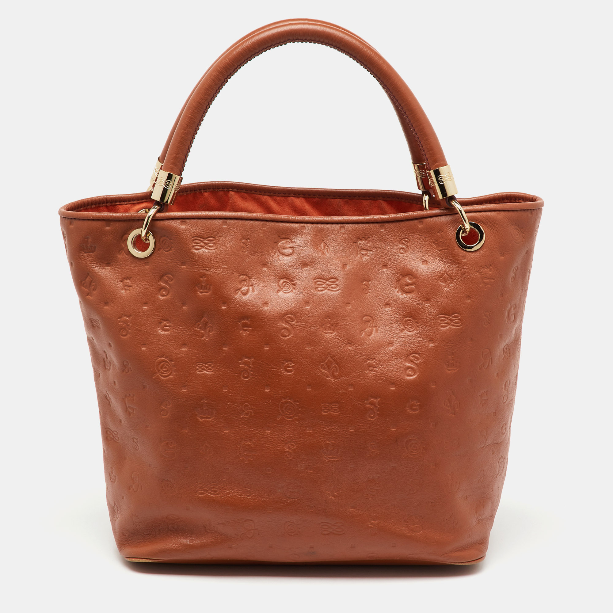 

Lancel Brown Embossed Leather Daligramme Dali Fun Tote