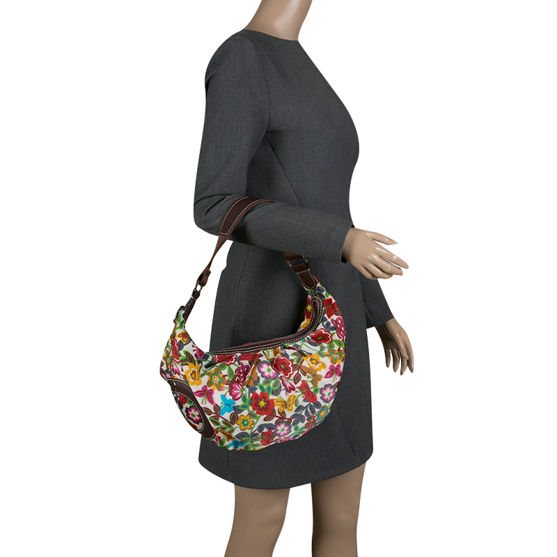Lancel Multicolor Printed Fabric Shoulder Bag