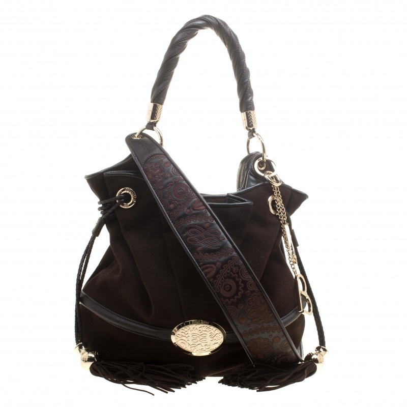 Pre Owned Lancel Brown Suede and Leather Le Brigitte Bardot Hobo