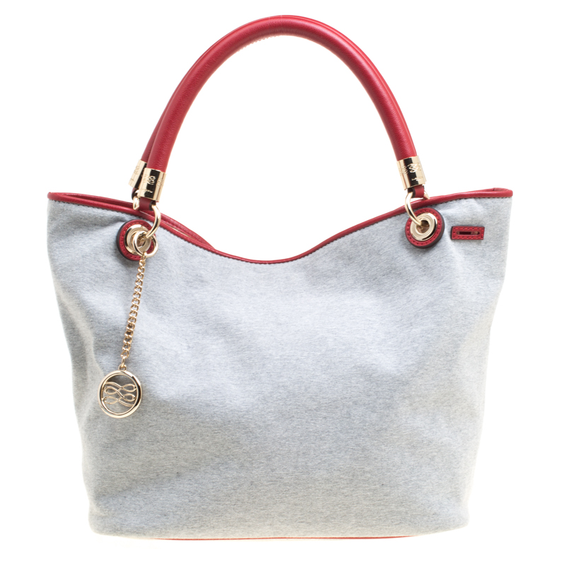 Pre Owned Lancel Grey Fabric French Flair Tote