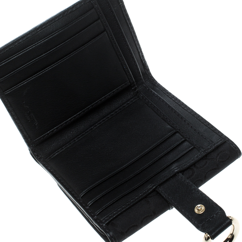Pre-owned Lancel Black Canvas French Wallet