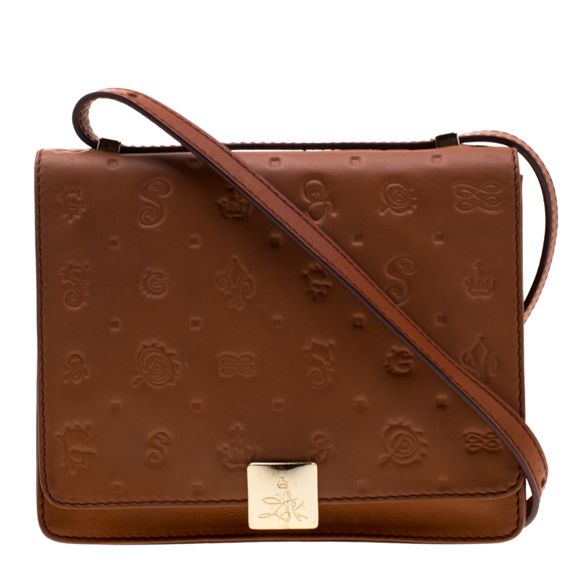 Lancel Brown Daligramme Leather Crossbody Bag