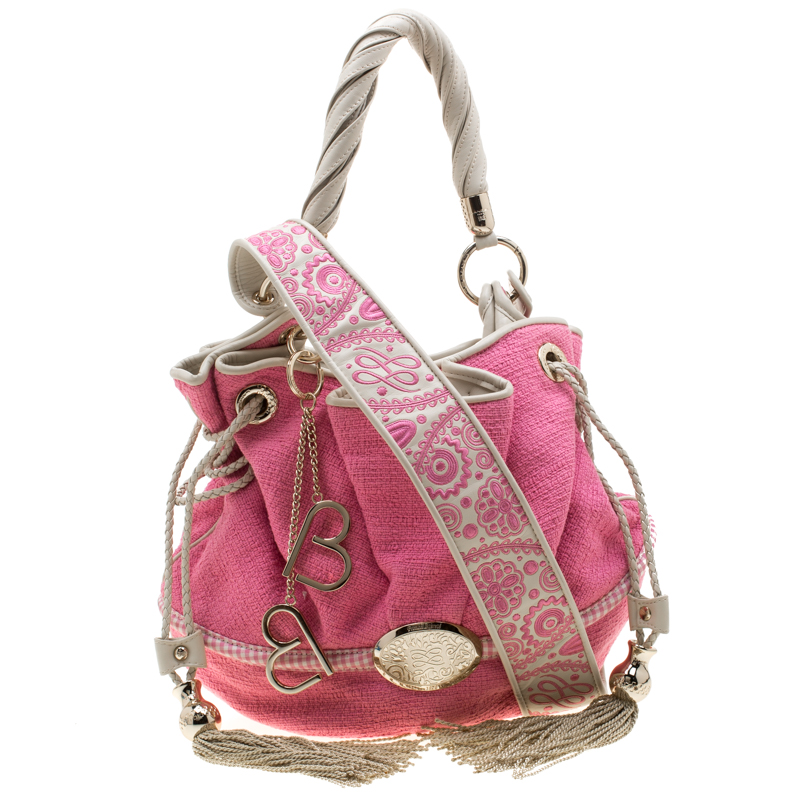 Pre Owned Lancel Pink/Beige Fabric and Leather Le Brigitte Bardot Hobo