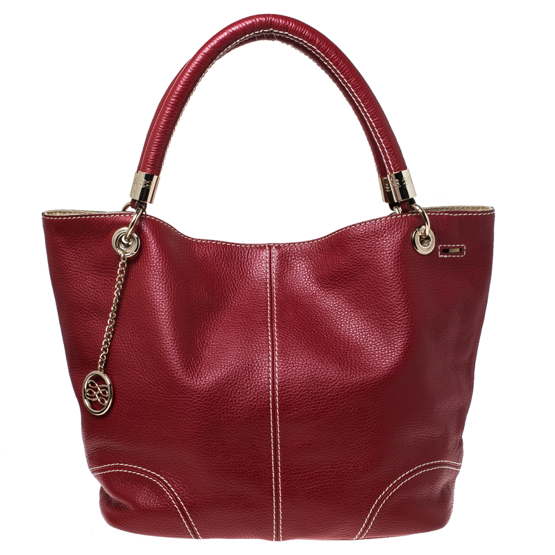 Pre Owned Lancel Red Leather French Flair Tote