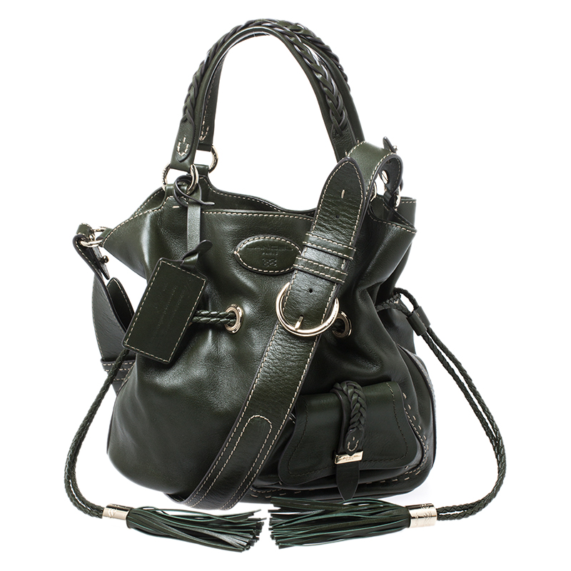 Lancel Dark Green Leather Premier Flirt Bucket Bag