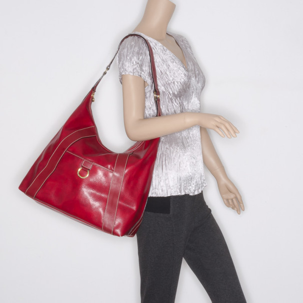 

Lancel Red Leather Hobo