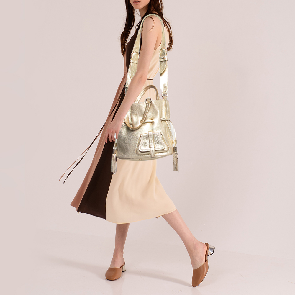 

Lancel Metallic Gold Pebbled Leather Premiere Flirt Bucket Bag