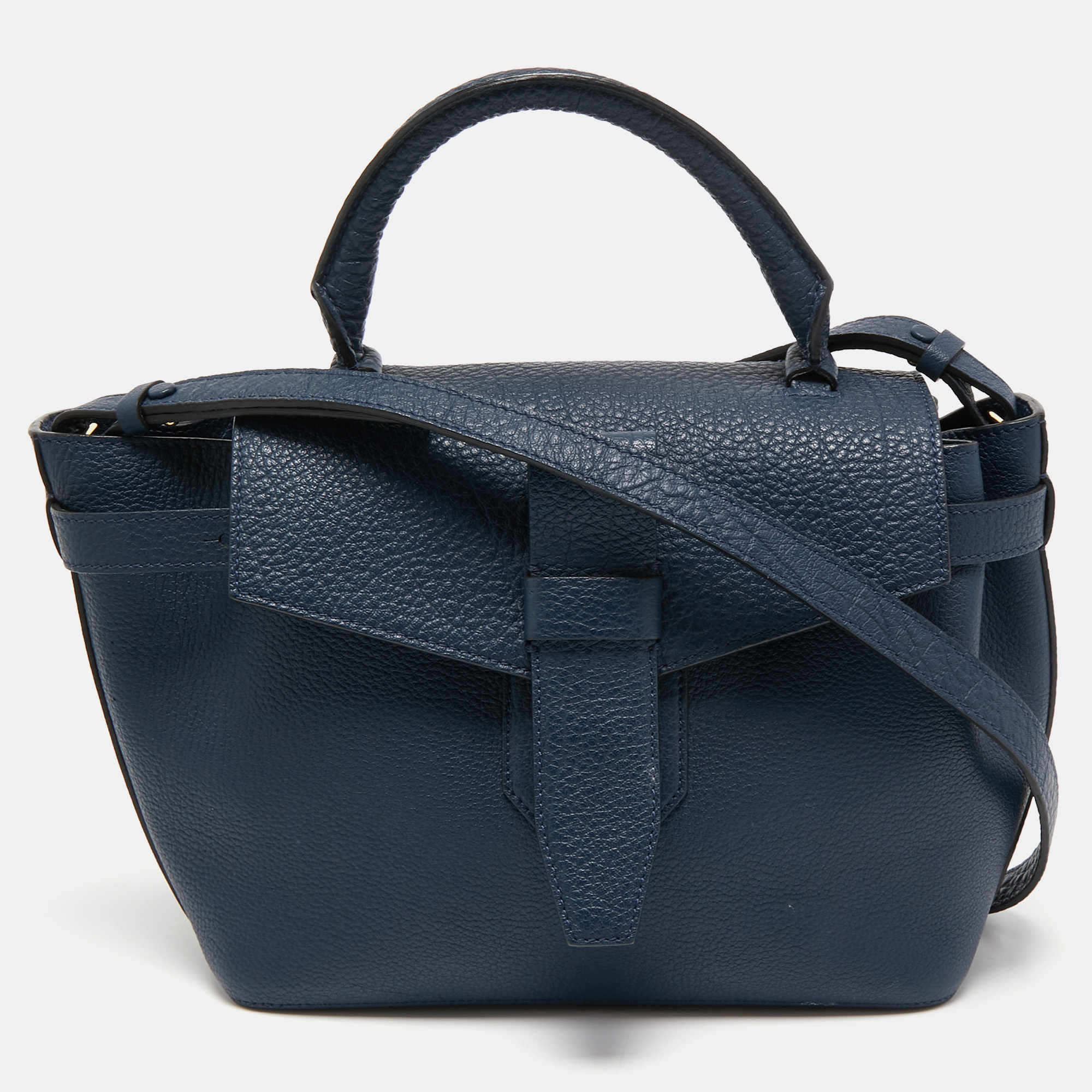 Pre-owned Lancel Blue Leather Charlie Top Handle Bag