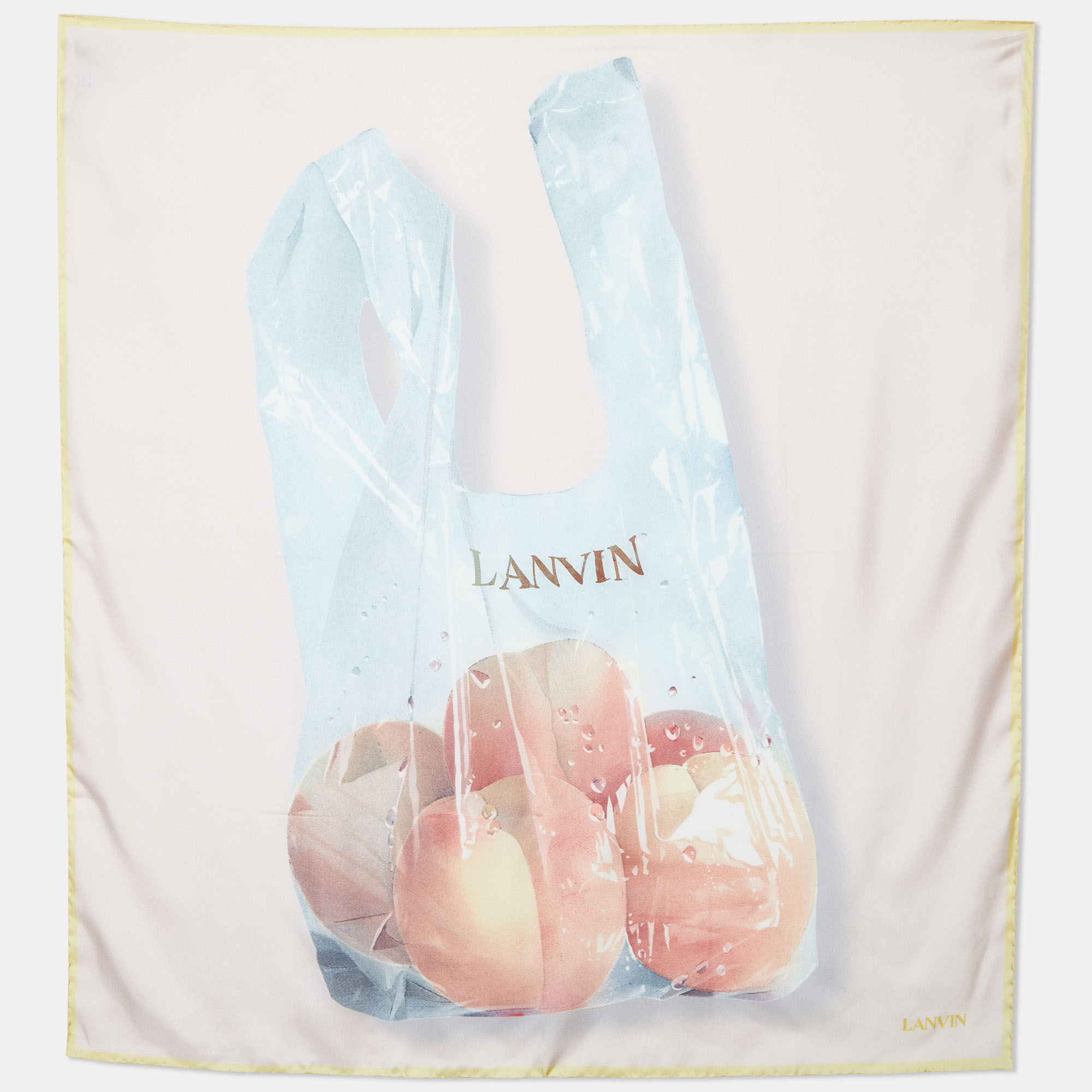 Pre-owned Lanvin Light Pink Apple Bag Printed Silk Square Scarf