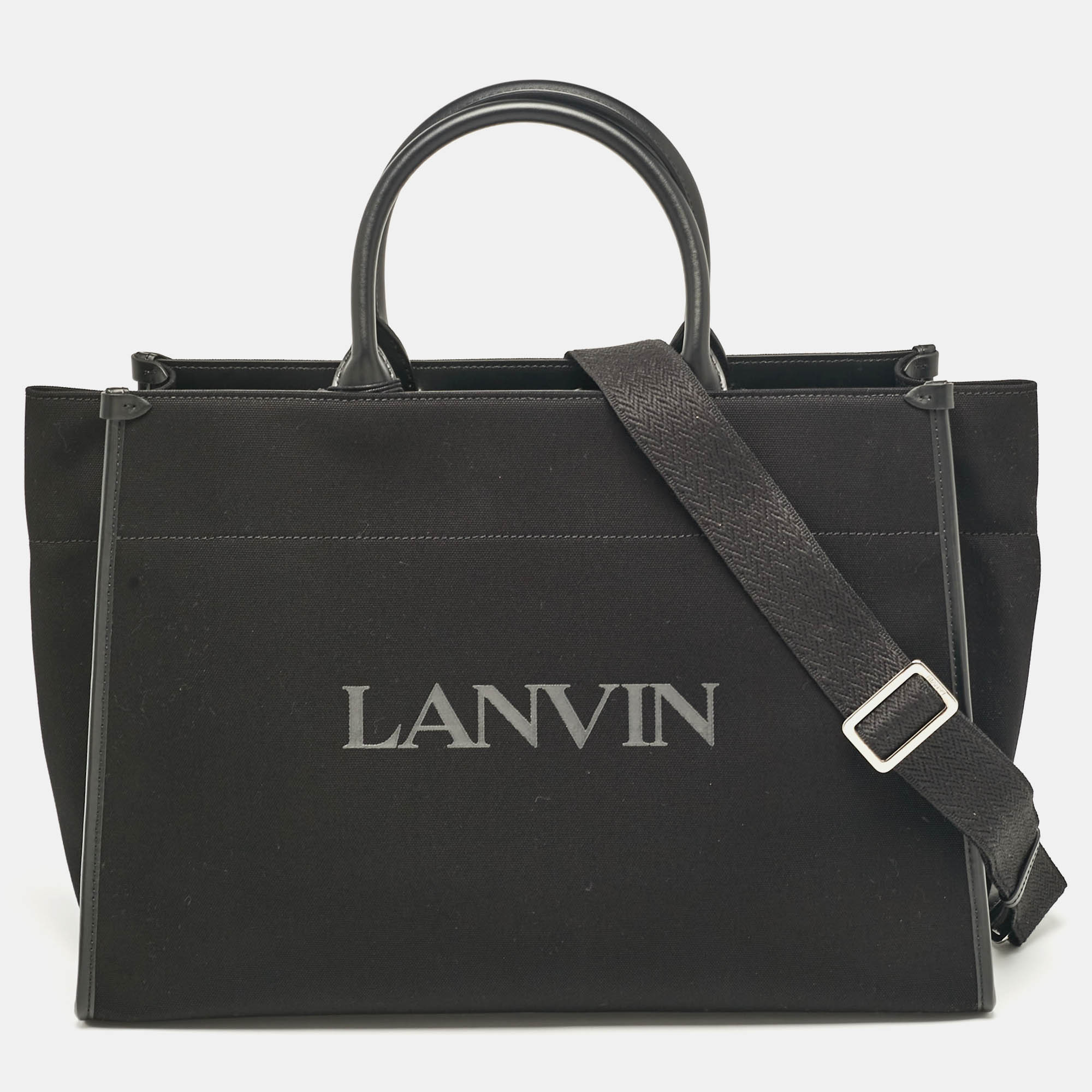 

Lanvin Black Canvas and Leather Medium In & Out Tote