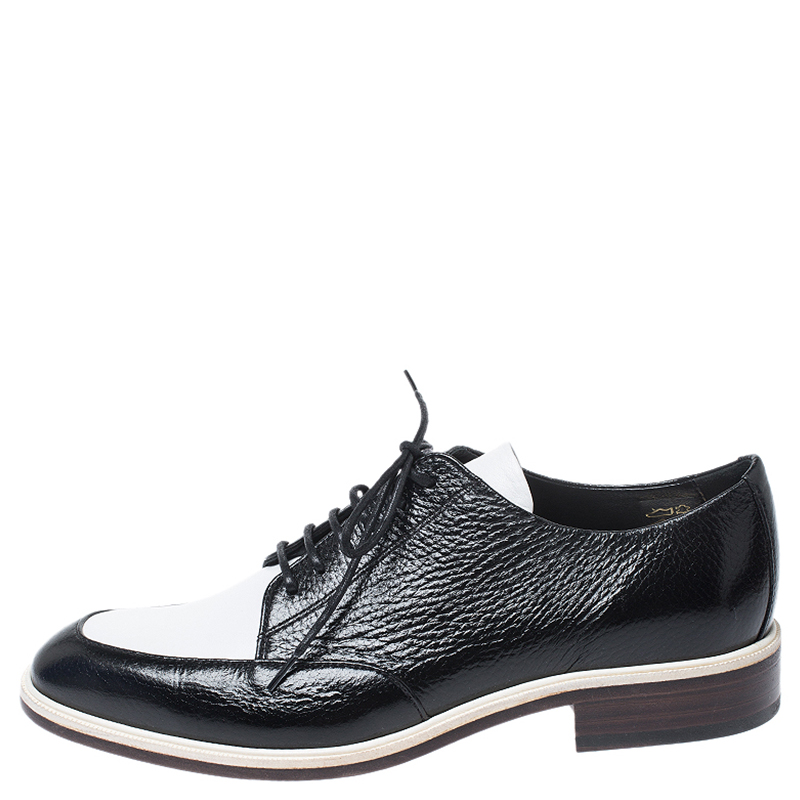 

Lanvin Two Tone Leather Derby Shoes Size, Black