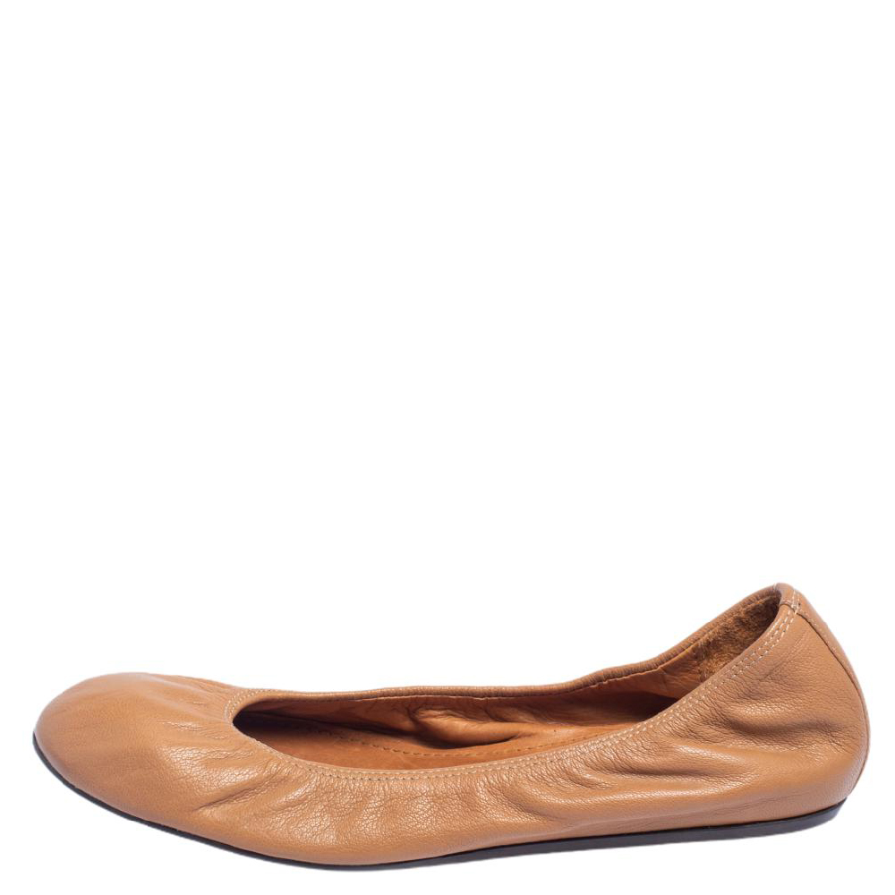 

Lanvin Brown Leather Scrunch Ballet Flats Size