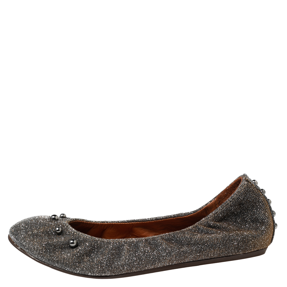 

Lanvin Metallic Gold Lurex Fabric Ballet Flats Size