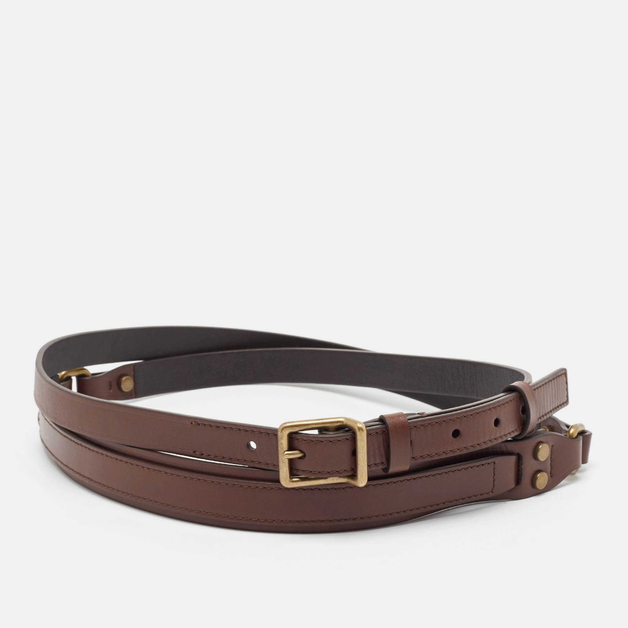 

Lanvin Dark Brown Leather Double Waist Buckle Belt