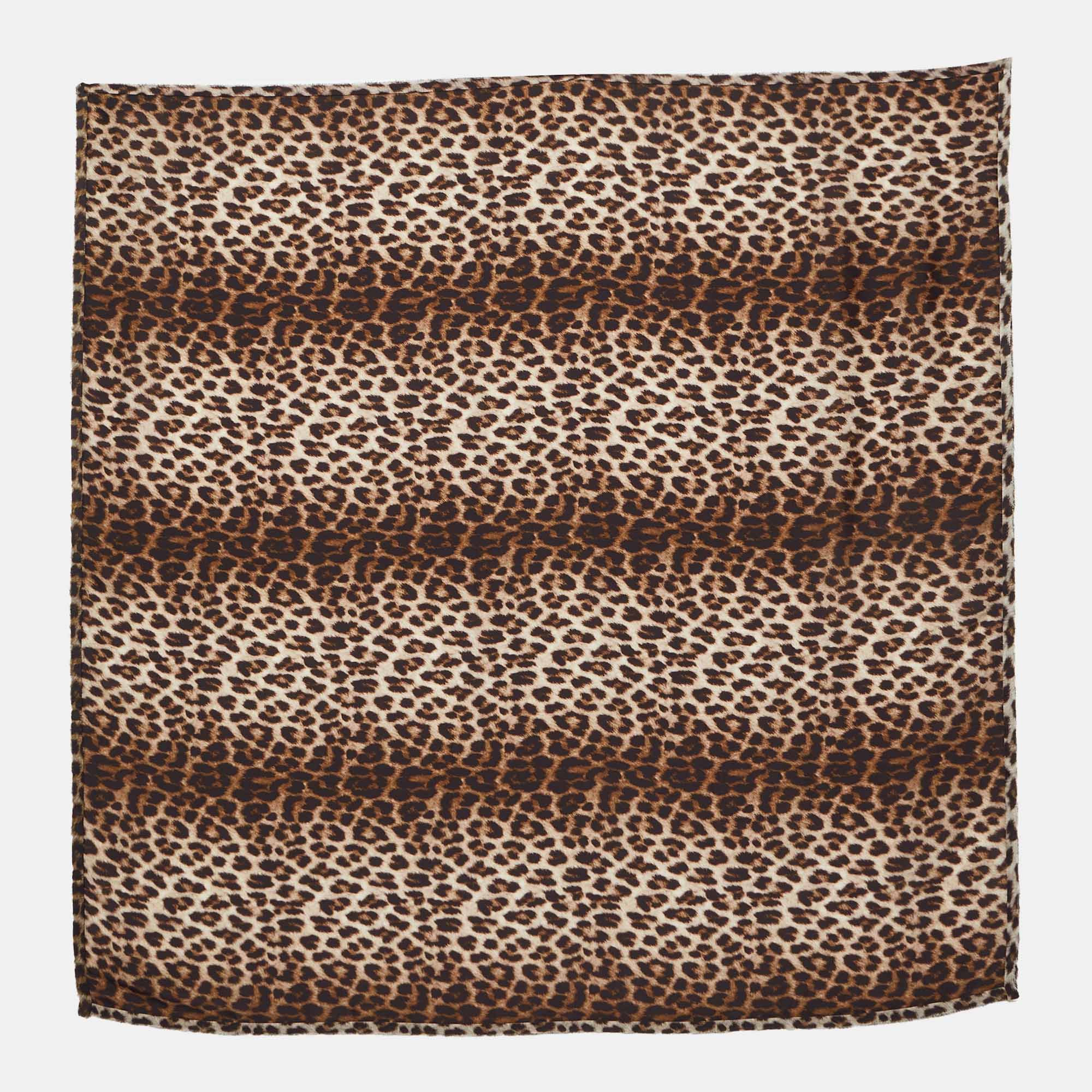 

Lanvin Brown Animal Print Satin Square Scarf