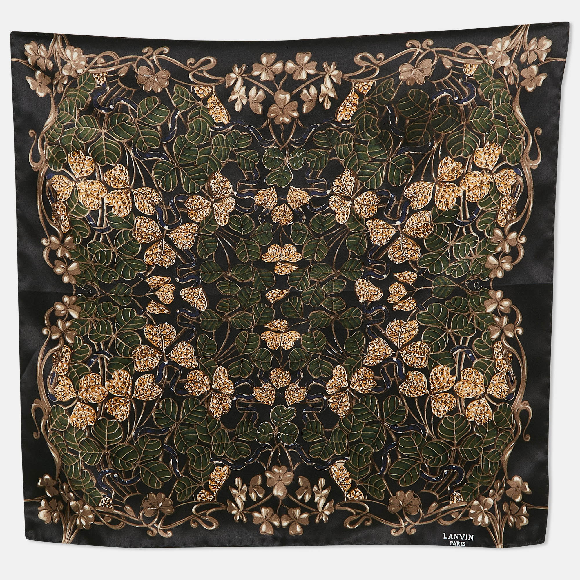 

Lanvin Black Floral Print Silk Square Scarf